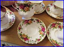 30 1962 Royal Albert Old Country Roses Dinner Salad Dessert Plates Coffee Cups