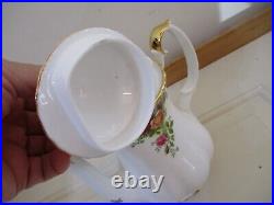 3 Pc. 1962 Royal Albert Old Country Rose Teapot, Creamer, Sugar Bowl Mint Gold Trim