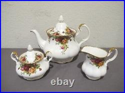 3 Pc. Royal Albert Old Country Roses Tea Set Teapot, Creamer & Sugar Bowl