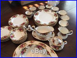 42 Pieces of Royal Albert Old Country Roses China (plates, coffee pot, etc)