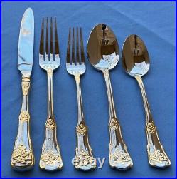 45 Pc Royal Albert Old Country Roses Stainless Flatware for 8 w Serving Pcs Mint