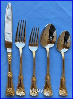 45 Pc Royal Albert Old Country Roses Stainless Flatware for 8 w Serving Pcs Mint
