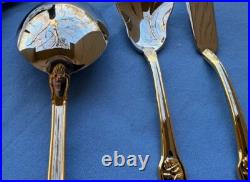 45 Pc Royal Albert Old Country Roses Stainless Flatware for 8 w Serving Pcs Mint