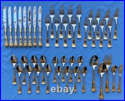 45 Pc Royal Albert Old Country Roses Stainless Flatware for 8 w Serving Pcs Mint