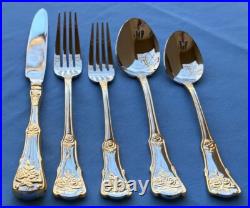 45 Pc Royal Albert Old Country Roses Stainless Flatware for 8 w Serving Pcs Mint
