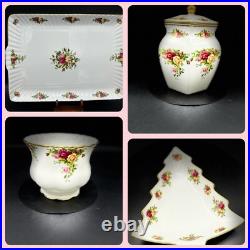 4 LOT Royal Albert Old Country Roses Planter Serving tray Biscuit jar Xmas tree