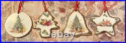 4 Rare Royal Albert Old Country Roses Christmas Magic Tree Holiday Ornament Set