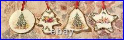 4 Rare Royal Albert Old Country Roses Christmas Magic Tree Holiday Ornament Set