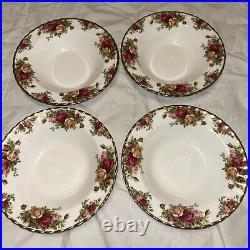 4 Royal Albert Old Country Roses Rimmed Soup Bowl 1962 Mint Condition