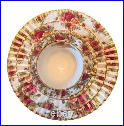 4 Sets VTG Royal Albert Old Country Roses Bone China 5 Piece Place Setting UK