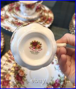 4 Sets VTG Royal Albert Old Country Roses Bone China 5 Piece Place Setting UK