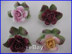 4 X Royal Albert England Old Country Roses Flower Cluster Place Name Card Holder
