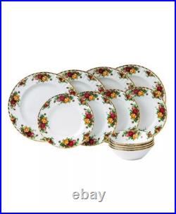 530$ Royal Albert Old Country Roses 12-Piece Dinnerware Set Service for 4