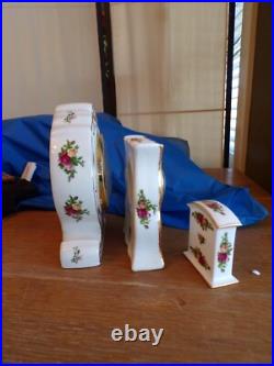 5Royal Albert Old Country Roses China 22K Gold Trim Quartz Mantle ClocksAS IS 5Royal Albert Old Country Roses China 22K Gold Trim Quartz Mantle ClocksAS IS