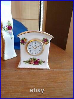 5Royal Albert Old Country Roses China 22K Gold Trim Quartz Mantle ClocksAS IS 5Royal Albert Old Country Roses China 22K Gold Trim Quartz Mantle ClocksAS IS