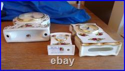 5Royal Albert Old Country Roses China 22K Gold Trim Quartz Mantle ClocksAS IS 5Royal Albert Old Country Roses China 22K Gold Trim Quartz Mantle ClocksAS IS