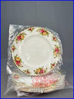 5 New Royal Albert Old Country Roses 10.5 Dinner Plates with Gold Trim England