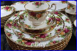 5 Pc Place Setting Of 8 Royal Albert Old Country Roses China 40 Pcs Mint Cond