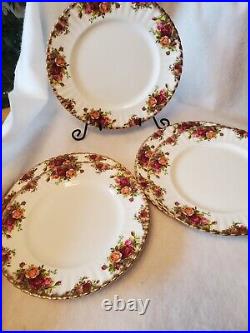 5 Royal Albert Old Country Roses Dinner Plates Gold Rim England 10 3/8