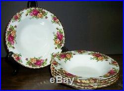 5 Royal Albert Old Country Roses Flat Rim Soup Bowls 8 Never Used Made England