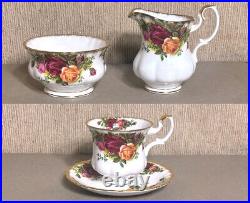 5pc Royal albert Old Country Roses Teapot Sugar Creamer Cup Saucer