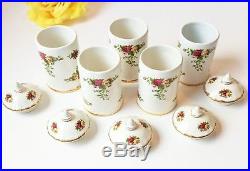 5pcs Royal Albert Old Country Roses Spice Jars Kitchen Decor Gifts for Her