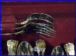 60 Pc. Set OLD COUNTRY ROSES Pattern Stainless/Gold Flatware By Royal Albert