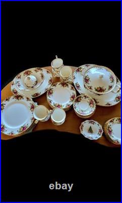 65 Pieces 1962 Royal Albert Old Country Roses Bone China Dinner, Tea Set for 12