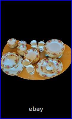 65 Pieces 1962 Royal Albert Old Country Roses Bone China Dinner, Tea Set for 12