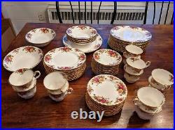 66 Pc Vintage Royal Albert Old Country Roses China Set, Serves 12 + accessories