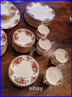 66 Pc Vintage Royal Albert Old Country Roses China Set, Serves 12 + accessories