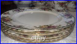 6 1962 Royal Albert Old Country Roses10.5 Dinner Plates Bone China 22K Gold Rim