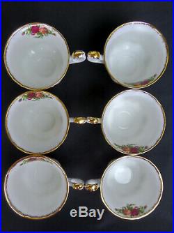 6 OLD COUNTRY ROSES RARE, HOSTESS / TENNIS PLATES & CUPS, 1st QLTY, ROYAL ALBERT