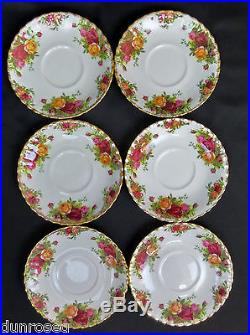 6 OLD COUNTRY ROSES SOUP COUPES & SAUCERS, 1st QLTY, GC, 1962-73, ROYAL ALBERT