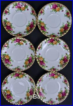 6 OLD COUNTRY ROSES SOUP COUPES & SAUCERS, 1st QLTY, GC, 1973-93, ROYAL ALBERT