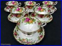 6 Old Country Roses Avon Tea Cups & Montrose Saucers, 1973-93, Royal Albert