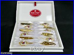 6 Old Country Roses Rare, Gold Plated Cake / Fruit Knives, Vgc, Royal Albert