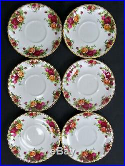 6 Old Country Roses Soup Coupes & Saucers, 1962-73, Made In England Royal Albert
