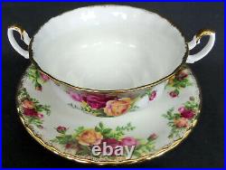 6 Old Country Roses Soup Coupes & Saucers, 1993-2002, England. Royal Albert