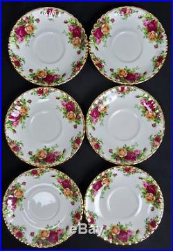6 Old Country Roses Soup Coupes & Saucers, Gen. Good Condition, Royal Albert