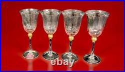 6 Royal Albert Old Country Rose Pink Lavender With Gold Ball Glasses