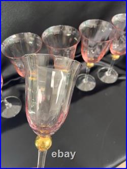 6 Royal Albert Old Country Rose Pink Lavender With Gold Ball Glasses