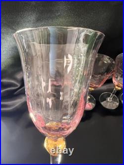 6 Royal Albert Old Country Rose Pink Lavender With Gold Ball Glasses