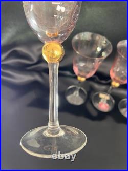 6 Royal Albert Old Country Rose Pink Lavender With Gold Ball Glasses