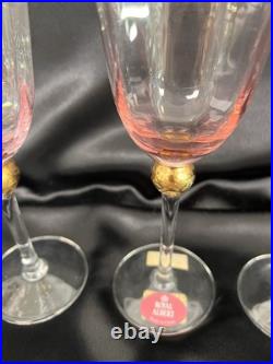 6 Royal Albert Old Country Rose Pink Lavender With Gold Ball Glasses