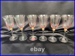 6 Royal Albert Old Country Rose Pink Lavender With Gold Ball Glasses