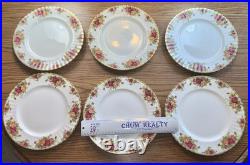 6 Vintage Royal Albert Old Country Roses Bone China 10.5 Dinner Plates Dishes