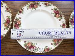 6 Vintage Royal Albert Old Country Roses Bone China 10.5 Dinner Plates Dishes