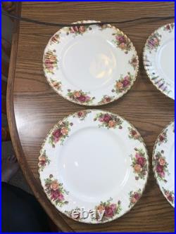 6 Vintage Royal Albert Old Country Roses Bone China 10.5 Dinner Plates Dishes