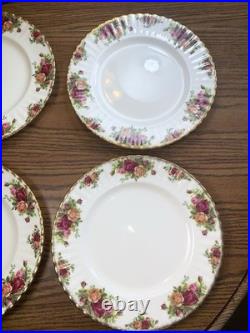 6 Vintage Royal Albert Old Country Roses Bone China 10.5 Dinner Plates Dishes